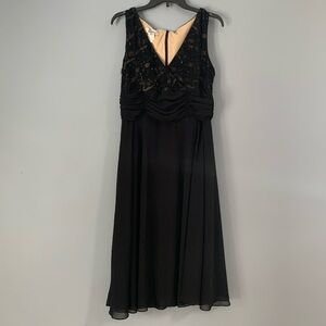 Black Dress Size 16 Formal 100% Gorgeous Layered Skirt Beading Feminine …